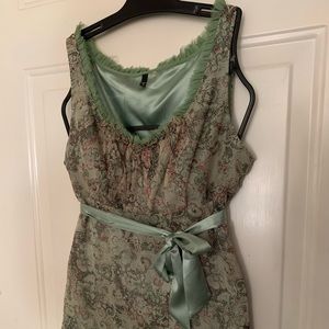 Tahari chiffon over silk tank blouse